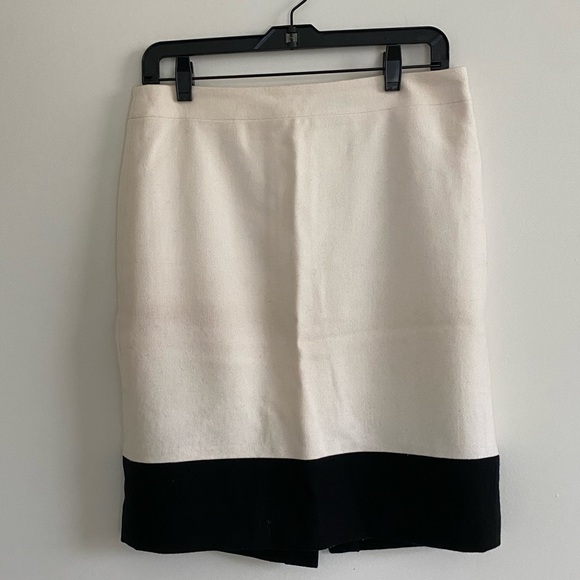 J. Crew White & Black Colorblock Wool The Pencil Skirt - Picture 3 of 7